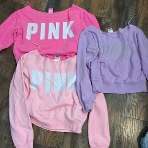 Vs pink off the shoulder sweatshirts 3 size medium